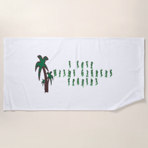 I Love Miami Gardens Florida Beach Towel