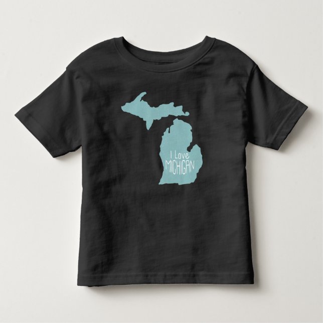 I Love Michigan Blue Grey Toddler T-Shirt (Front)