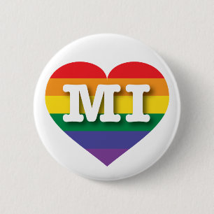 I Love Michigan Rainbow Heart 6 Cm Round Badge