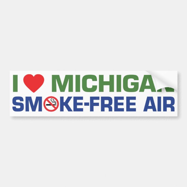 I love Michigan Smoke-Free Air Bumper Sticker (Front)