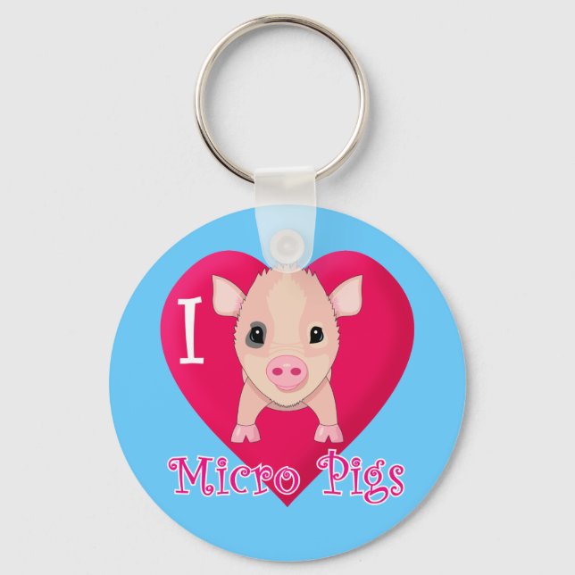 I Love Micro Pigs Key Ring (Front)