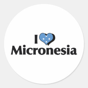 I Love Micronesia Flag Classic Round Sticker