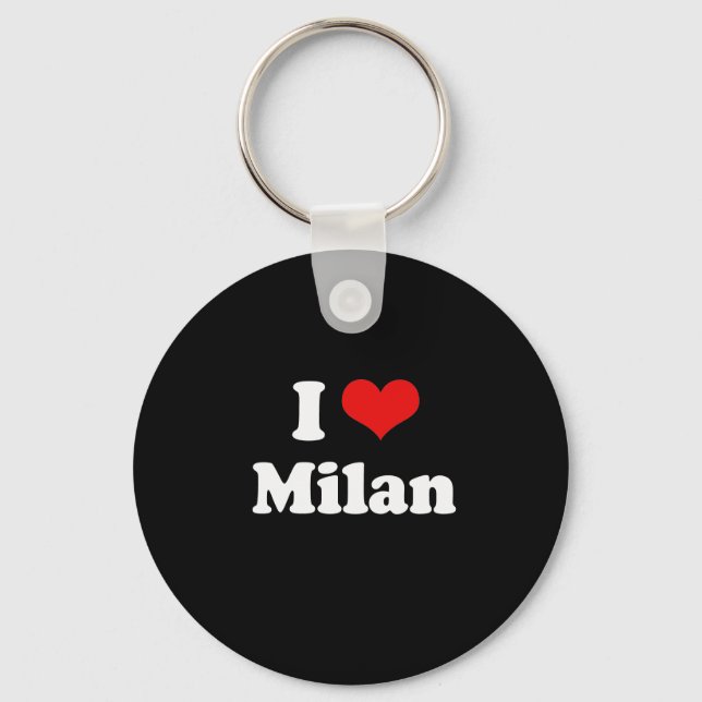 I Love Milan Tshirt White Tshirt Key Ring (Front)