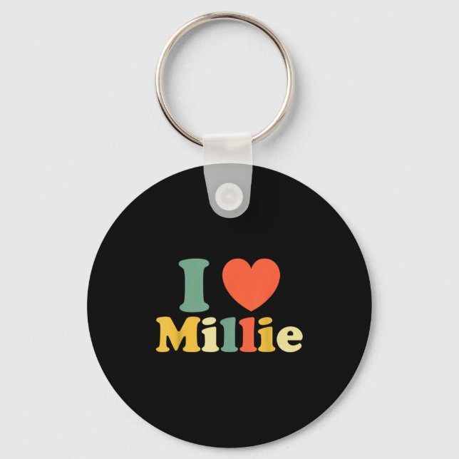 I Love Millie, I Heart Millie, Red Heart Valentine Key Ring (Front)