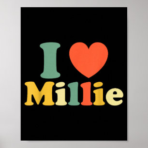 I Love Millie, I Heart Millie, Red Heart Valentine Poster