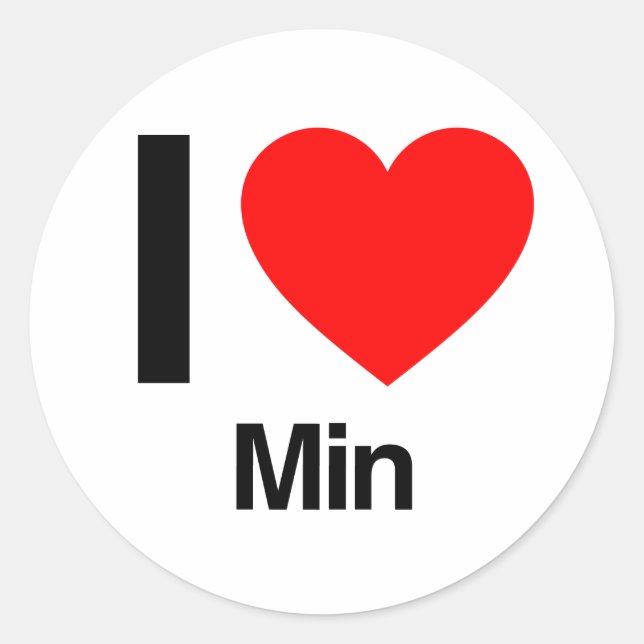 i love min classic round sticker (Front)