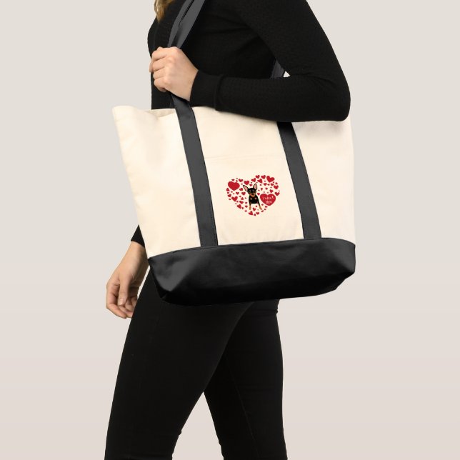 I Love Min Pin Large canvas bag (Front (Product))