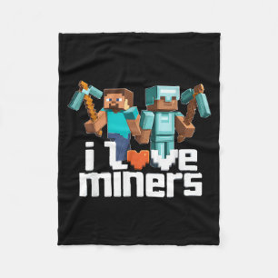 I Love Miners Funny Mining Gamer Xel Ckaxe Fleece Blanket
