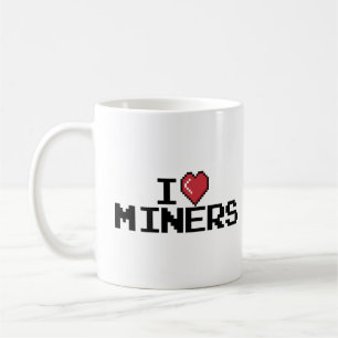 I Love Miners Red Heart Funny Mining Gamer Miners Coffee Mug