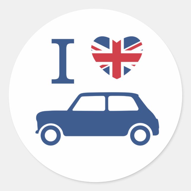 I love Mini Coopers - Blue Classic Round Sticker (Front)