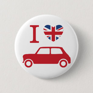 I love Mini Coopers - Red 6 Cm Round Badge