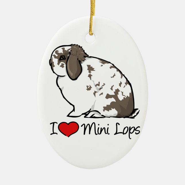 I Love Mini Lop Rabbits Ceramic Ornament (Front)