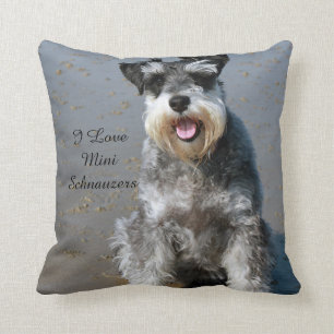 I Love Mini Schnauzers Throw Pillow