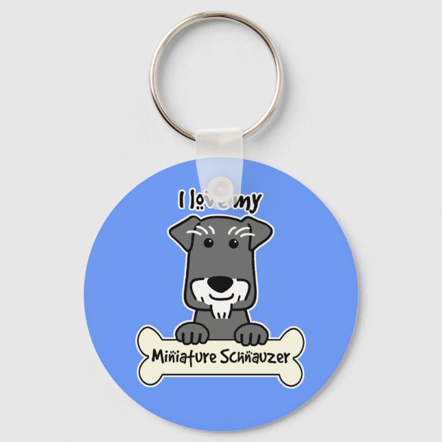I Love Miniature Schnauzers Key Ring (Front)