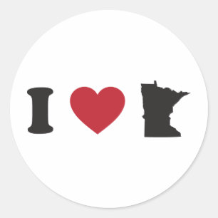 I Love Minnesota Classic Round Sticker