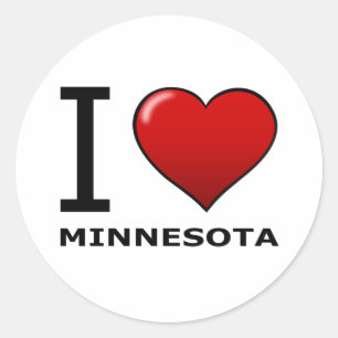 I LOVE MINNESOTA CLASSIC ROUND STICKER