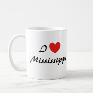 I Love Mississippi Heart Typography Coffee Mug