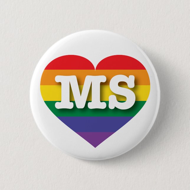 I Love Mississippi Rainbow Heart 6 Cm Round Badge (Front)