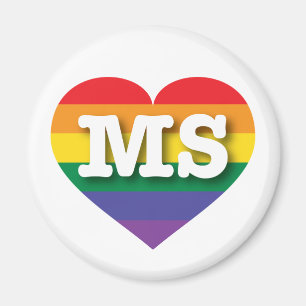 I Love Mississippi Rainbow Heart Magnet