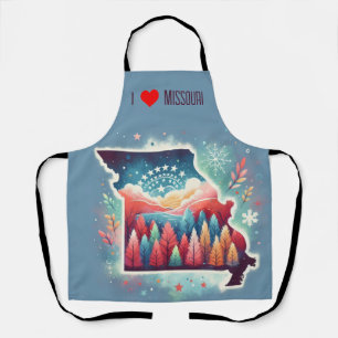I Love Missouri Christmas Winter Apron