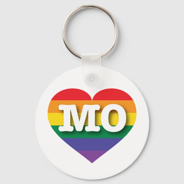 I Love Missouri Rainbow Heart Key Ring (Front)