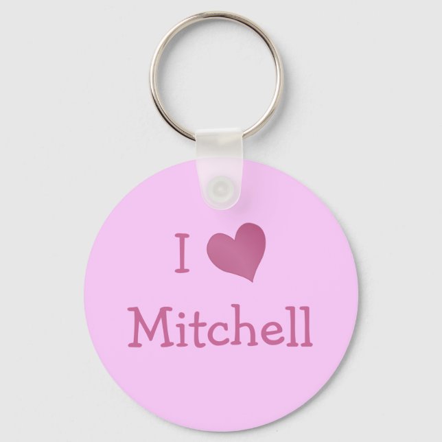 I Love Mitchell Key Ring (Front)