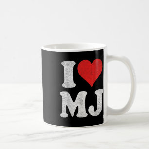 I Love Mj Vintage Fan Merch Red Heart Initials Des Coffee Mug