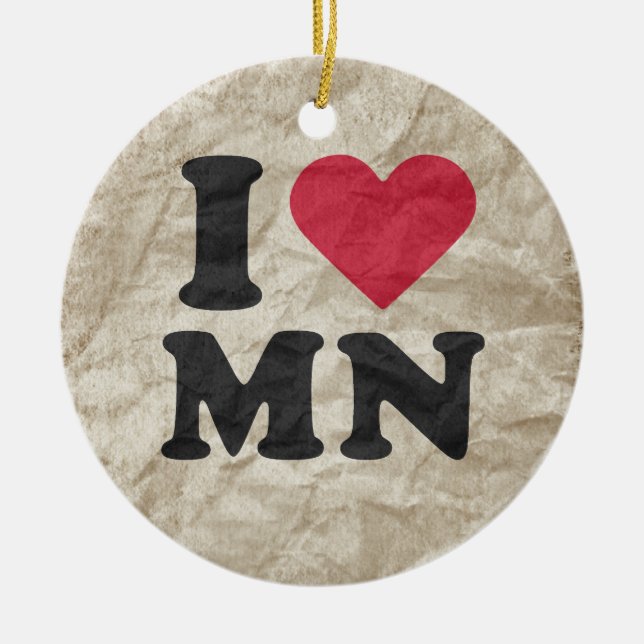 I LOVE MN CERAMIC ORNAMENT (Front)