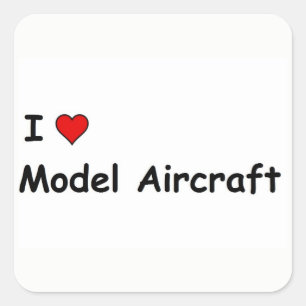 I Love Model Aircraft Square Sticker