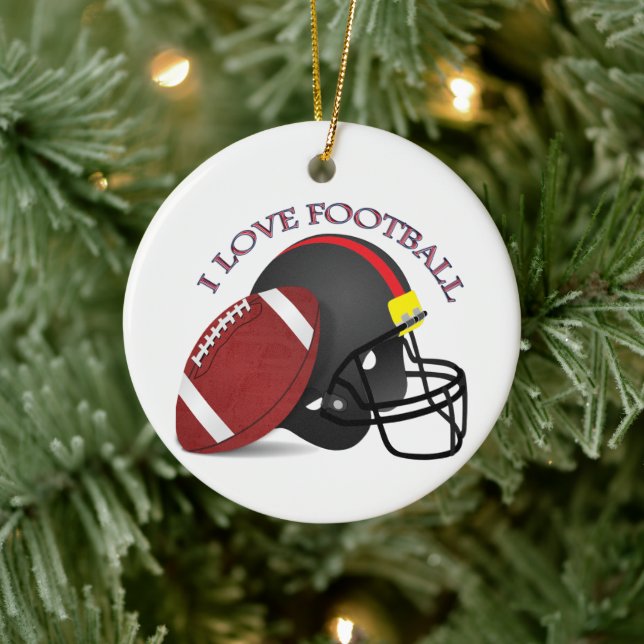 I love modern elegant trendy football ceramic ornament (Tree)