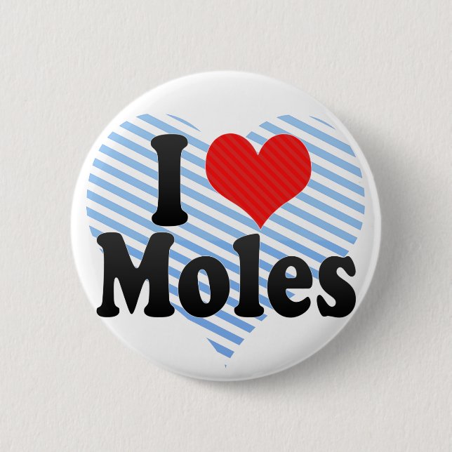 I Love Moles 6 Cm Round Badge (Front)