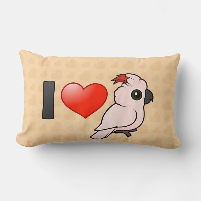 I Love Moluccan Cockatoos Lumbar Cushion (Front)