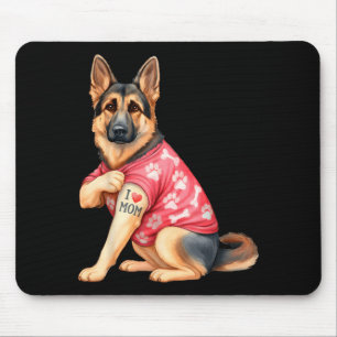 I Love Mom Tattoo Funny German Shepherd Dog Lover  Mouse Pad