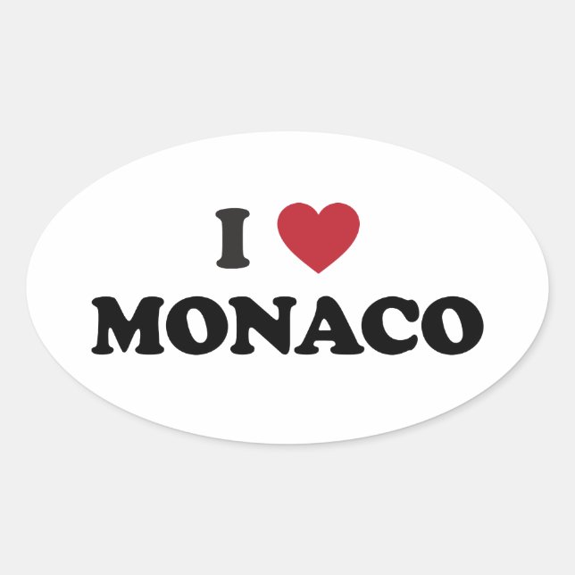 I Love Monaco Oval Sticker (Front)