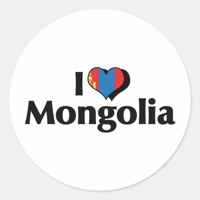 I Love Mongolia Flag Classic Round Sticker (Front)
