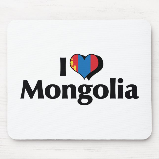 I Love Mongolia Flag Mouse Pad (Front)