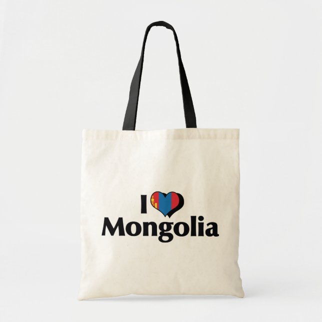 I Love Mongolia Flag Tote Bag (Front)
