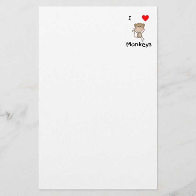 I Love Monkeys (2) Stationery (Front)