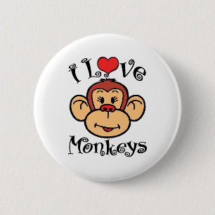 I Love Monkeys 6 Cm Round Badge