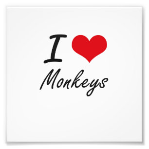 I Love Monkeys Photo Print