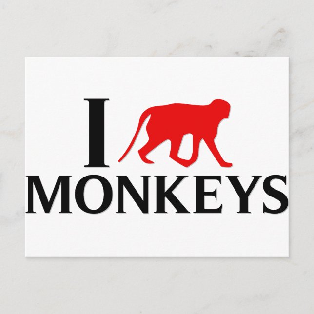 I Love Monkeys Postcard (Front)