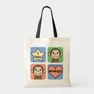 I Love Monkeys Tote Bag