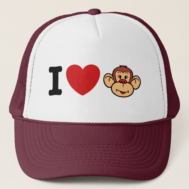 I Love Monkeys Trucker Hat (Front)