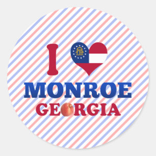 I Love Monroe, Georgia Classic Round Sticker
