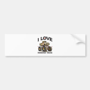 I Love Monster Truck Bumper Sticker