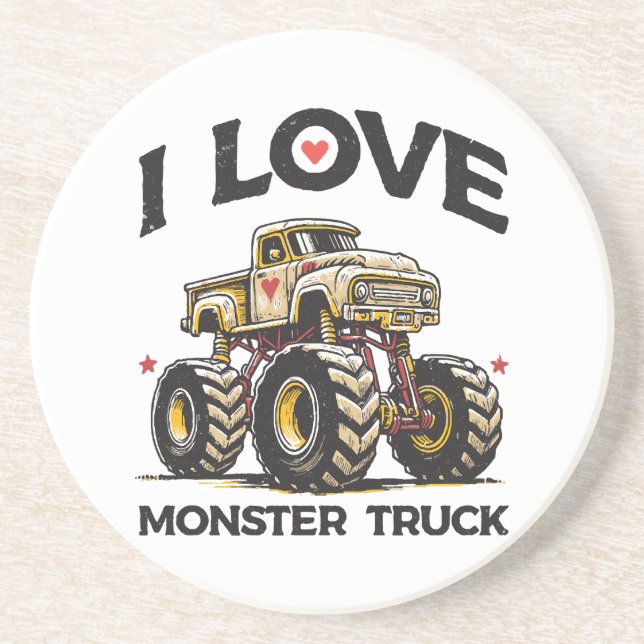 I Love Monster Truck Coaster (Front)