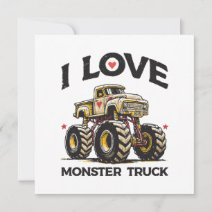 I Love Monster Truck Invitation