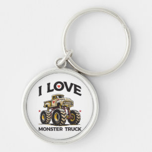 I Love Monster Truck Key Ring