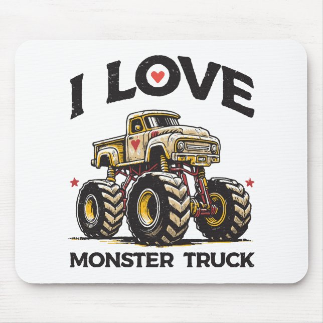I Love Monster Truck Mouse Pad (Front)