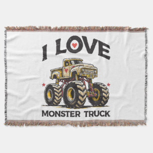 I Love Monster Truck Throw Blanket